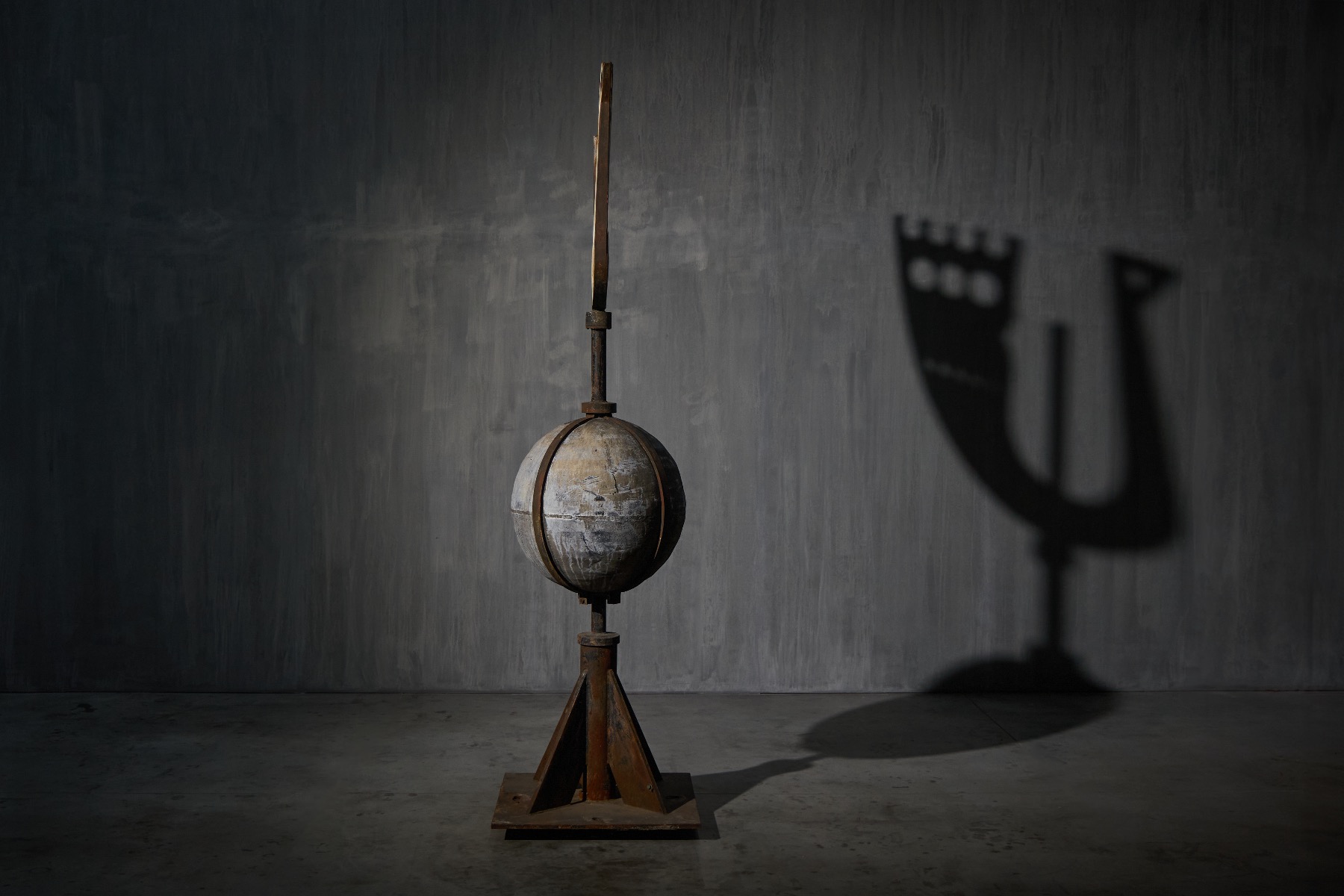 Monumental metal weathercock with abstract form