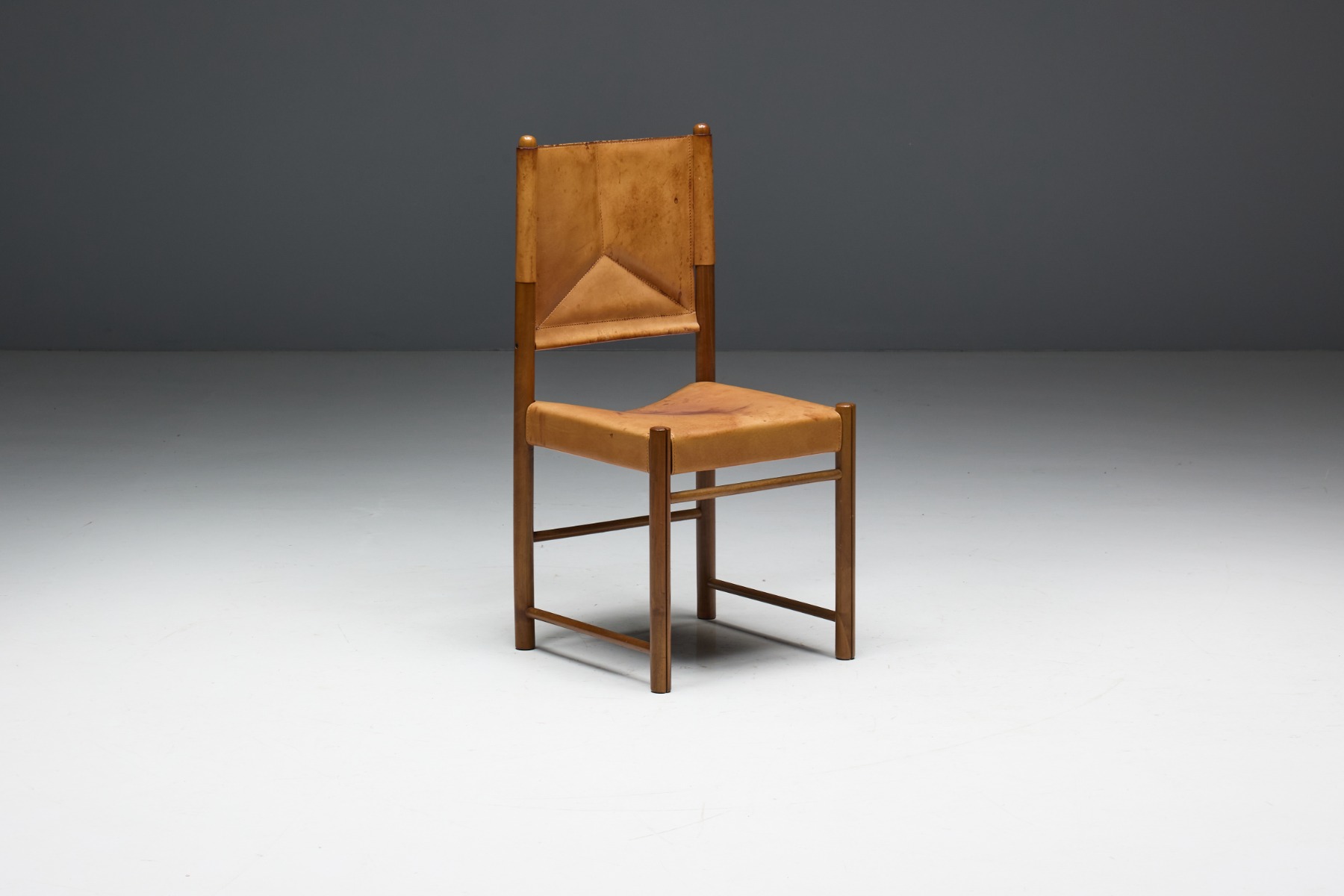 Retro modern brown leather dining seating