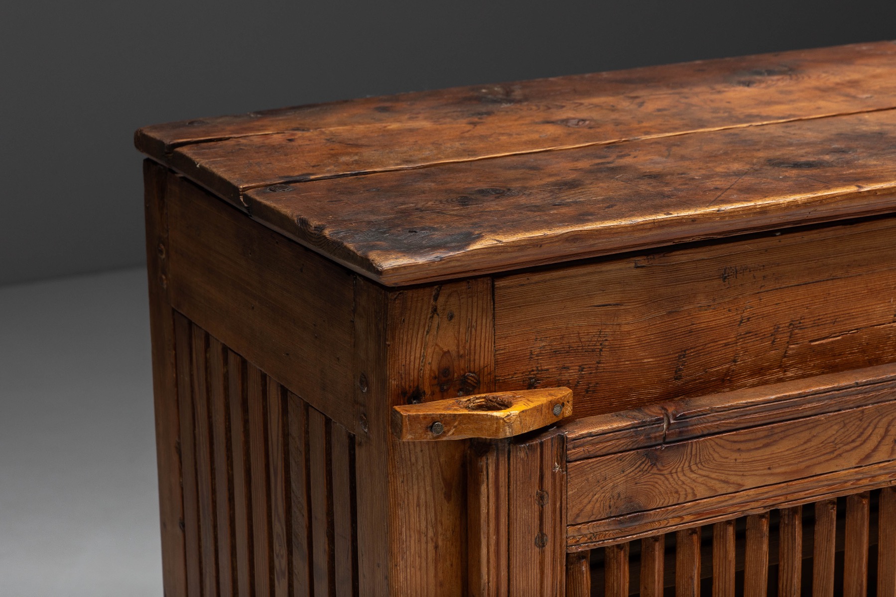 Rustic mountain cheese drying cabinet from the 19th century