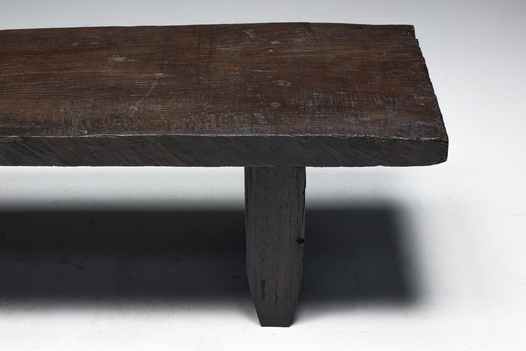 Sculptural rustic coffee table with primitive brutalist form