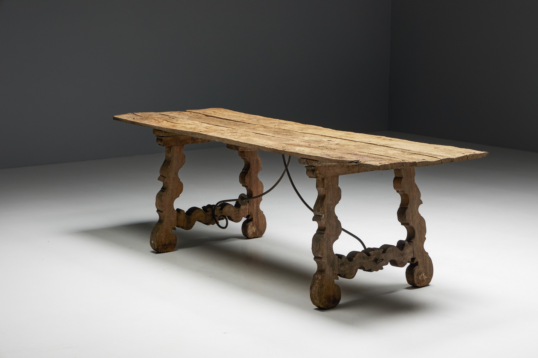 Traditional folk art trestle table 19th century