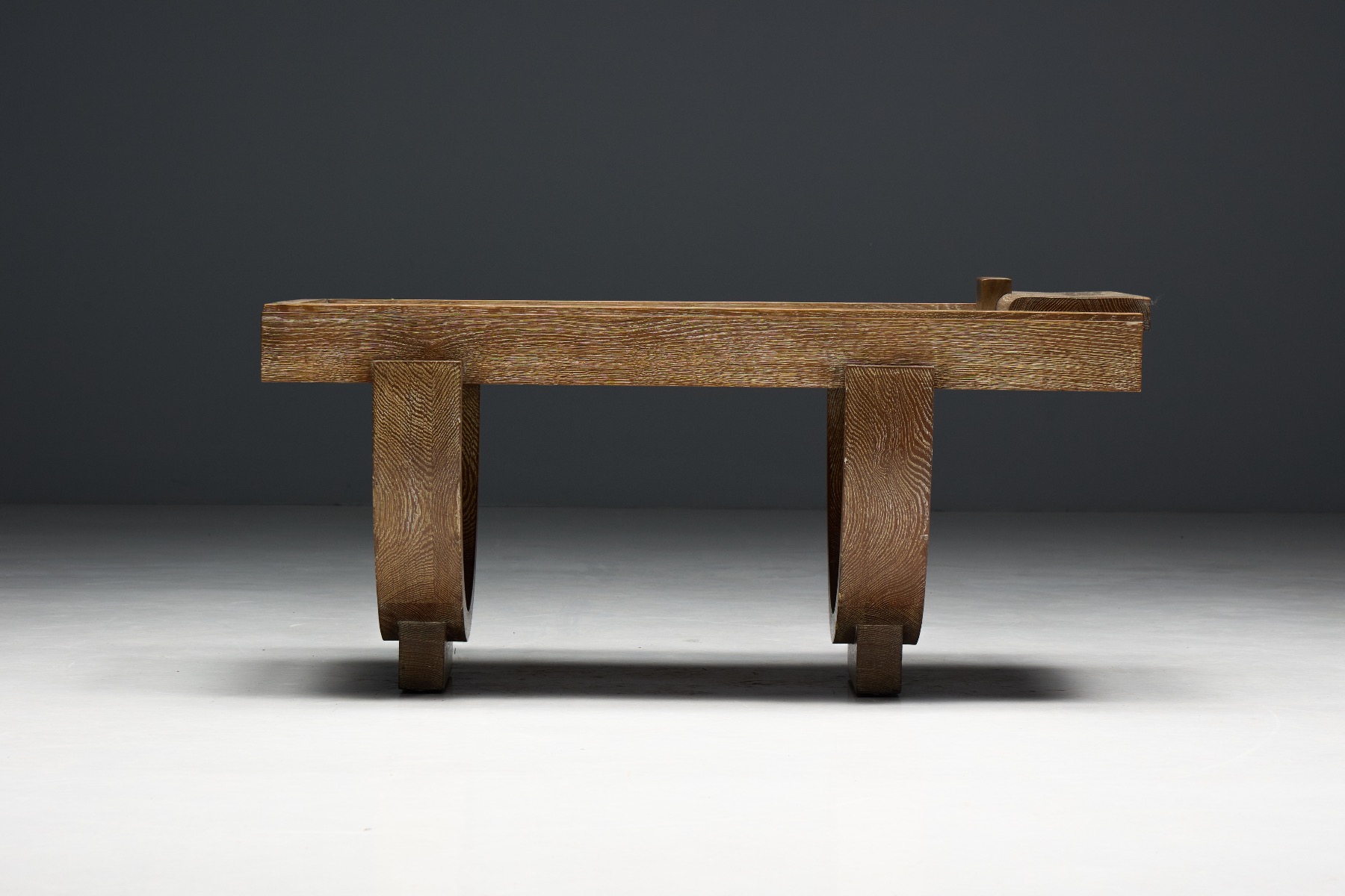 Understated Art Deco coffee table in cerused oak