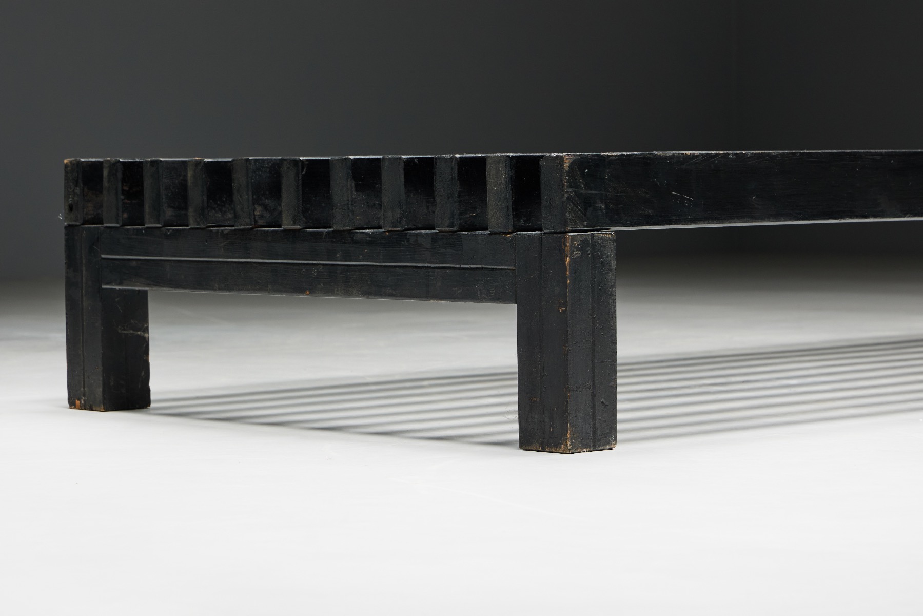Vintage wood slatted bench or table from the 1960s