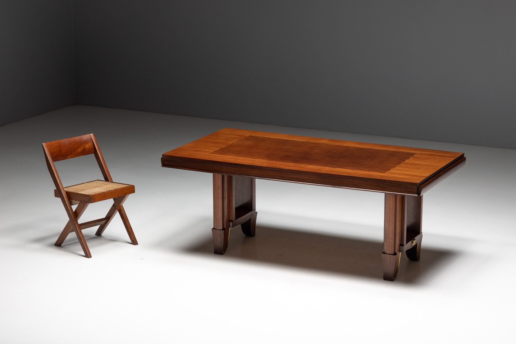 Classic 1930s Art Deco walnut dining table