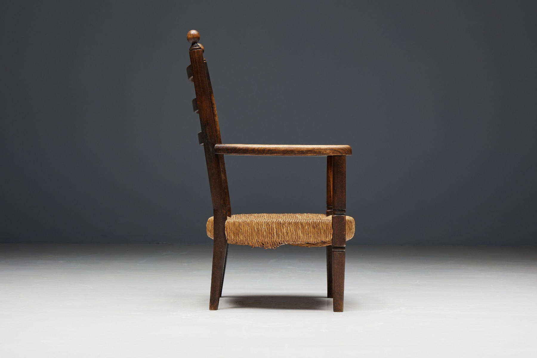 Rustic Armchairs in Wood and Straw - 1900s