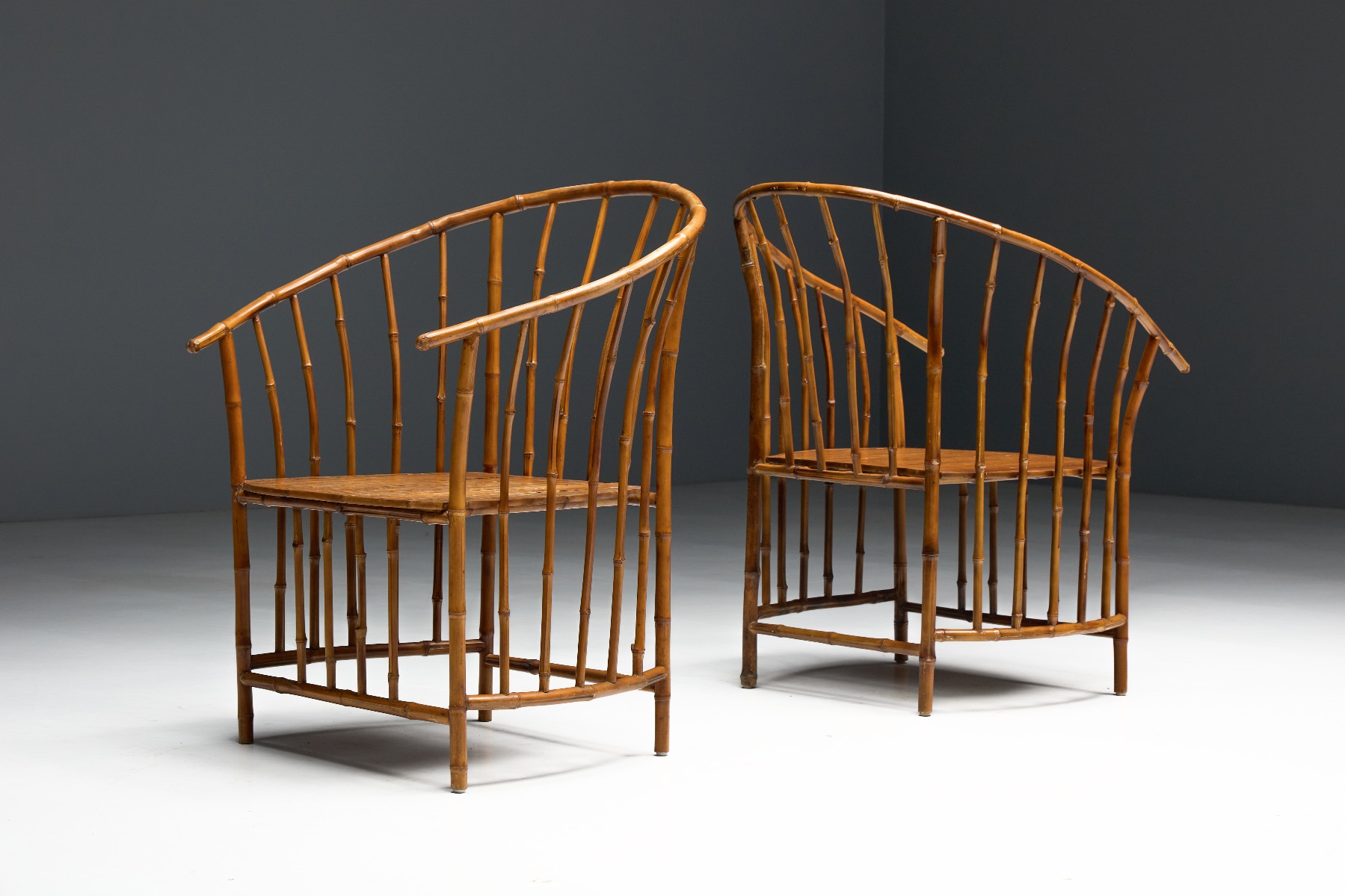 Bamboo armchair with visible natural patina