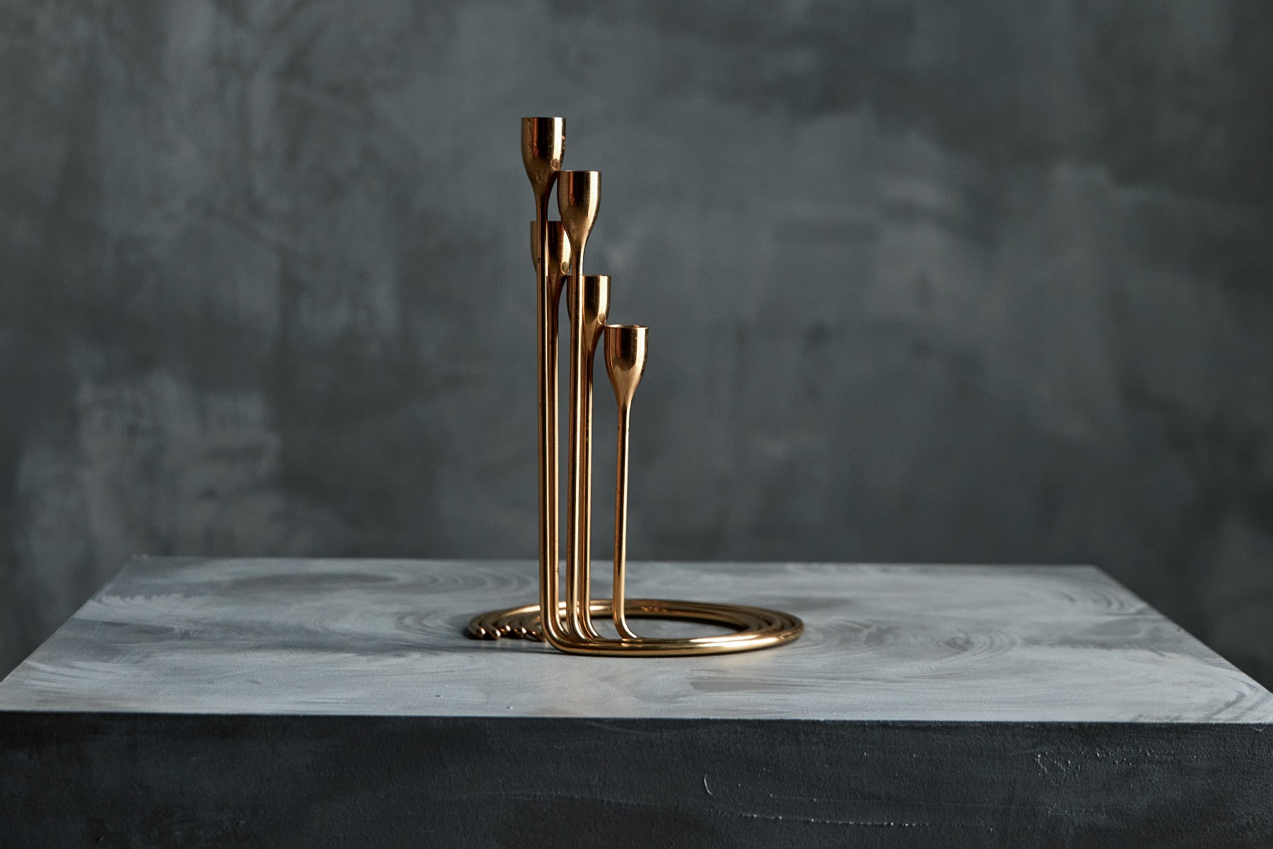 Decorative mid century brass candle set