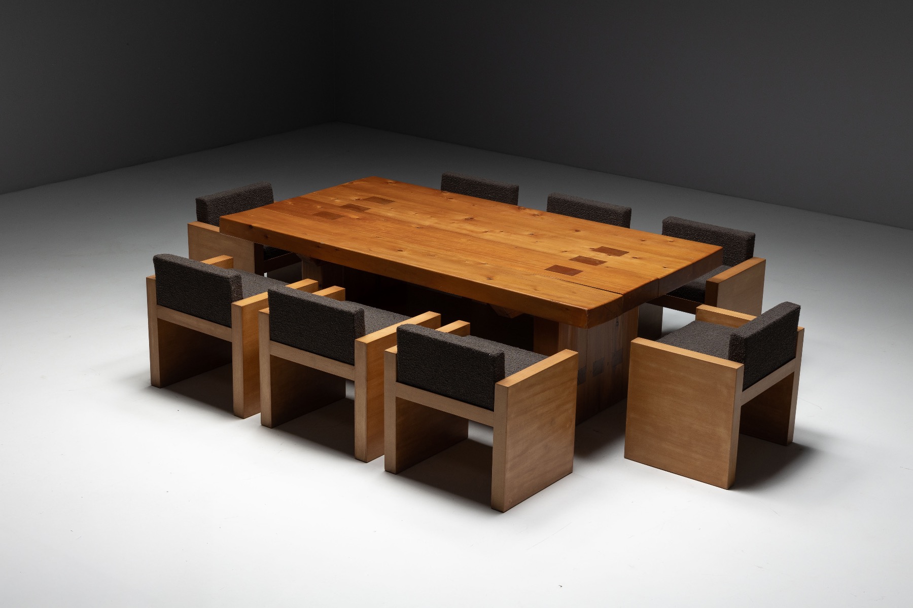 French modern rustic dining table made of elmwood