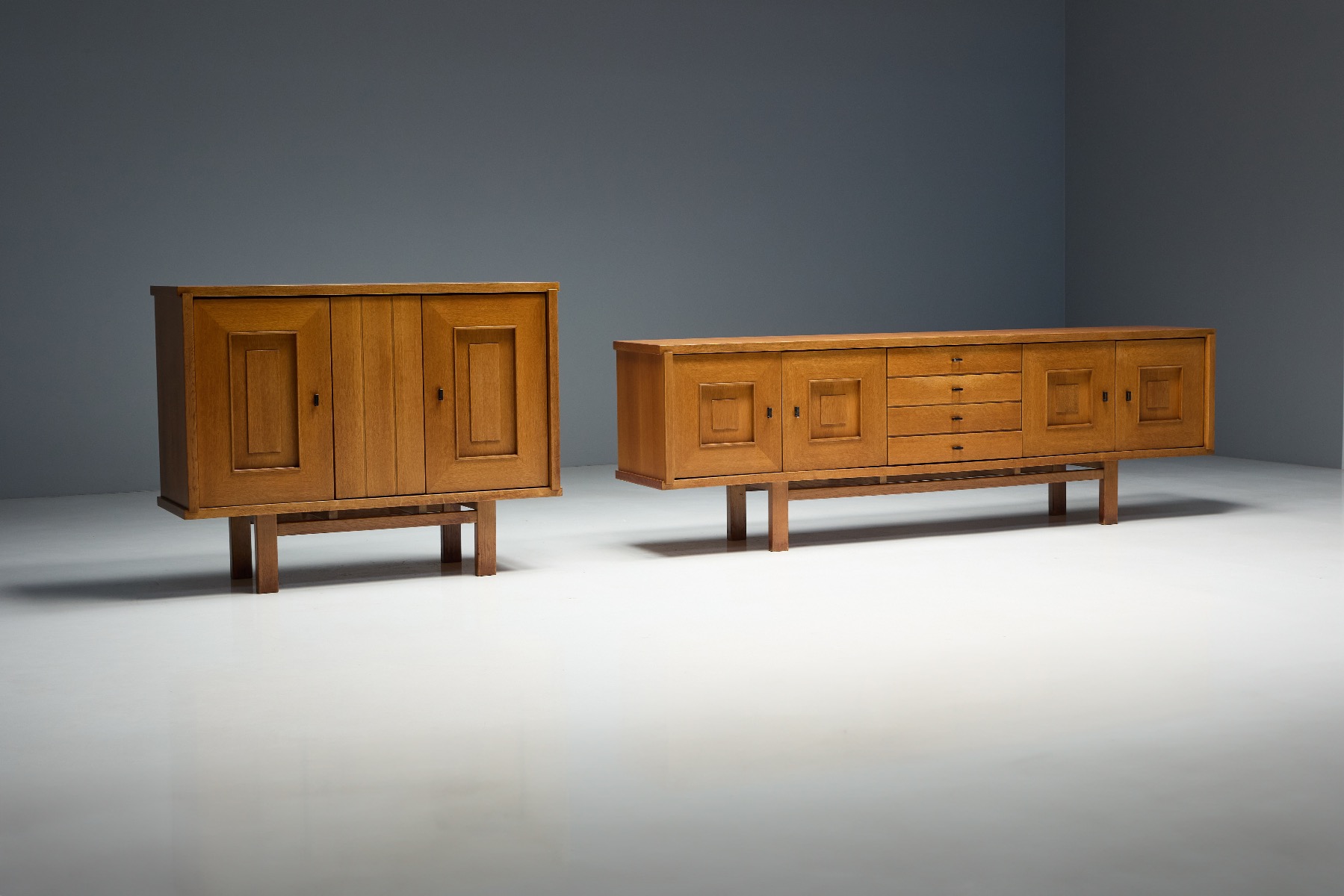 Museum level brutalist oak cabinet from the 1960s