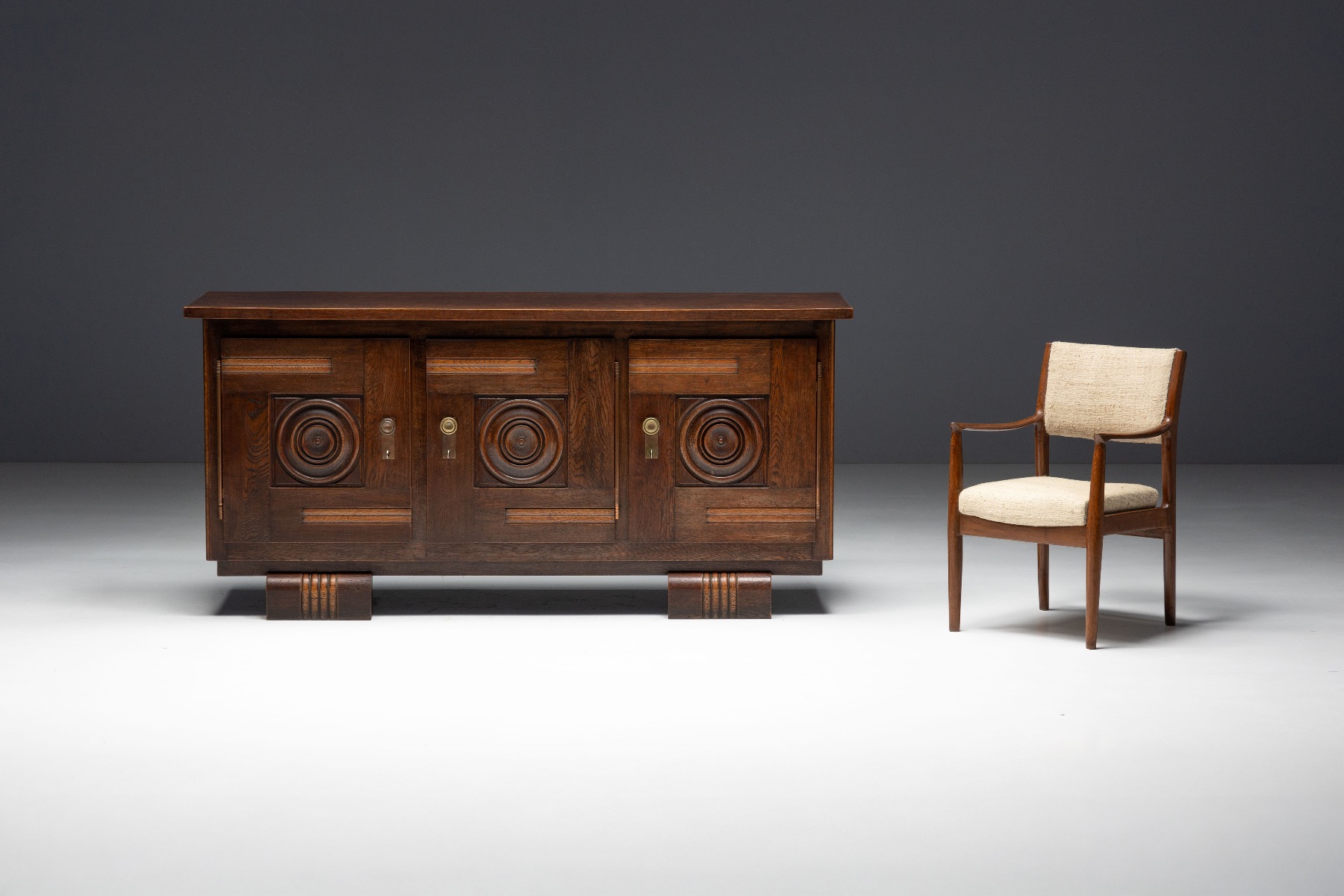 Oak Art Deco cabinet from France 1940s designer piece