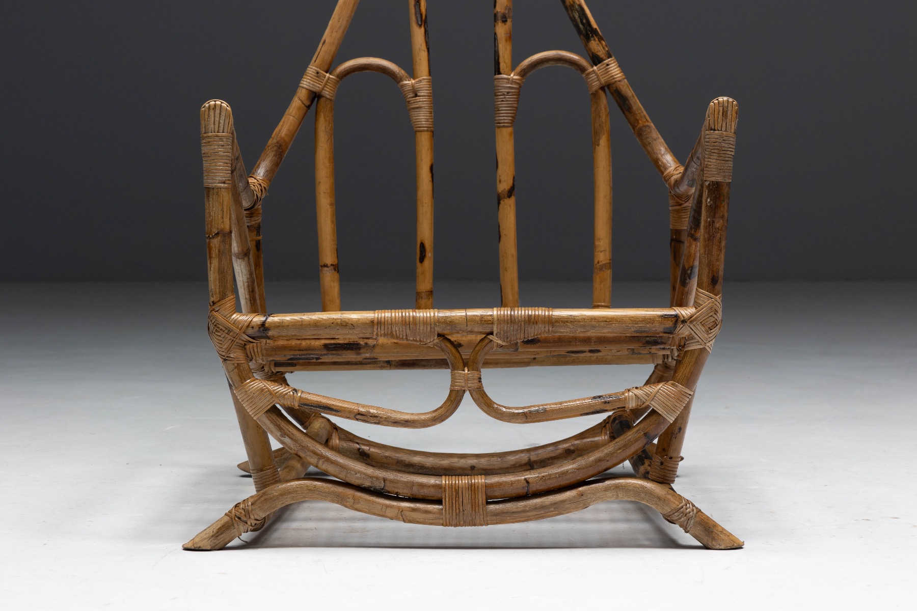 Sculptural mid century bamboo easy chair
