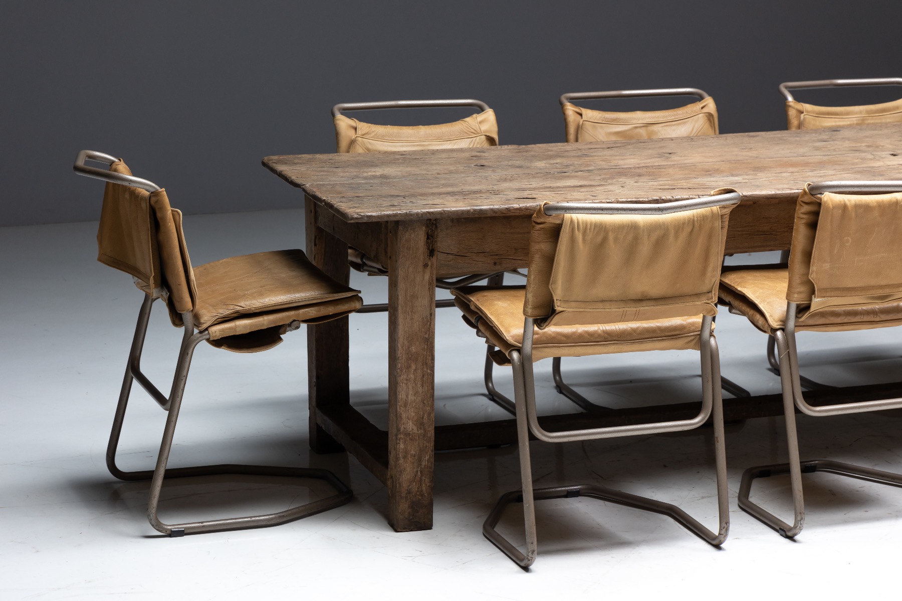 Traditional rustic farmhouse dining table with folk character
