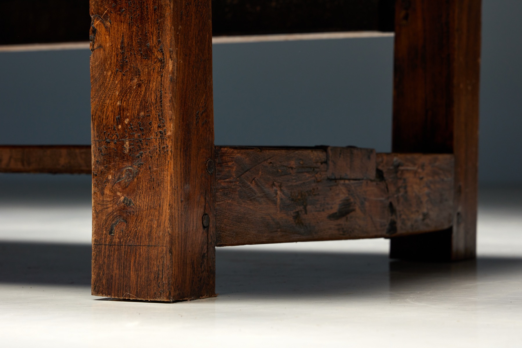 Robust Wooden Rectangular Coffee Table, France - 1940s