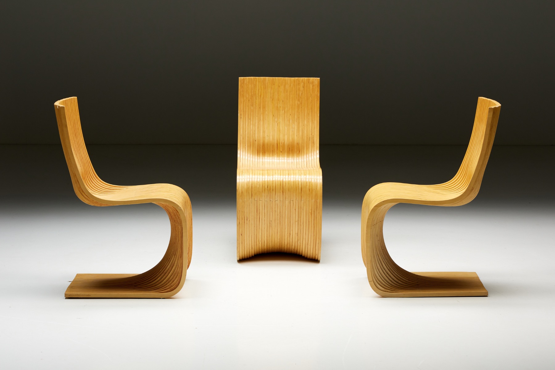 Alejandro Estrada bamboo dining chairs for Piegatto from 2006
