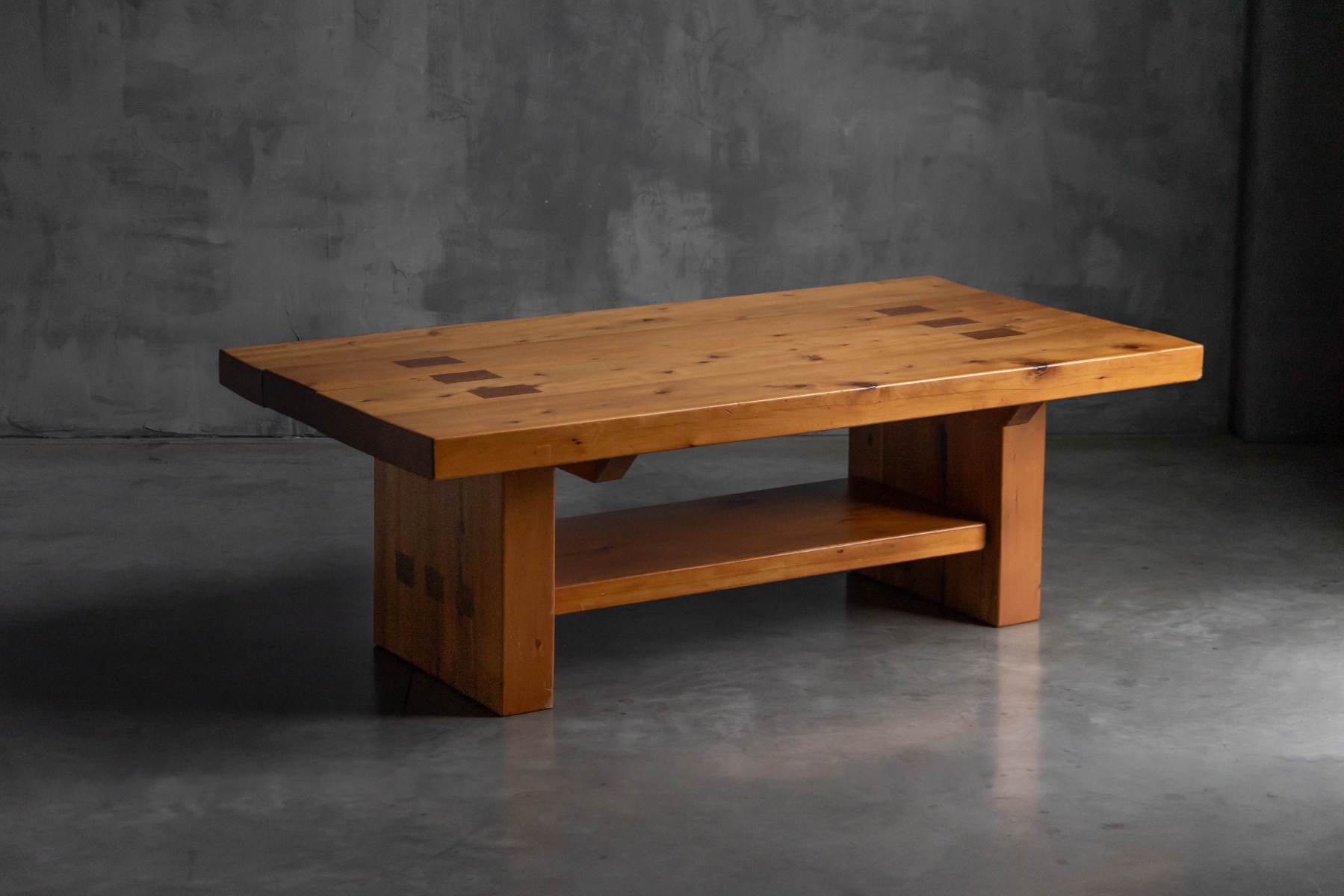 Alpine elmwood dining table in the style of Pierre Chapo, 1960s
