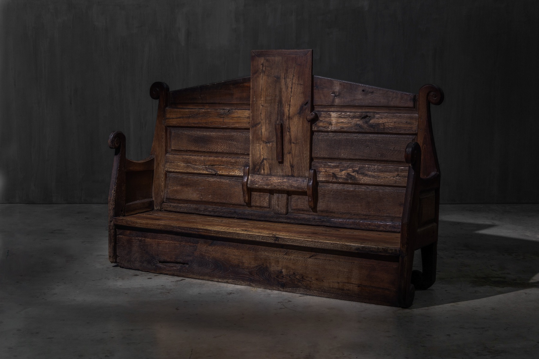 Alpine monastic bench with folding table from the 19th century