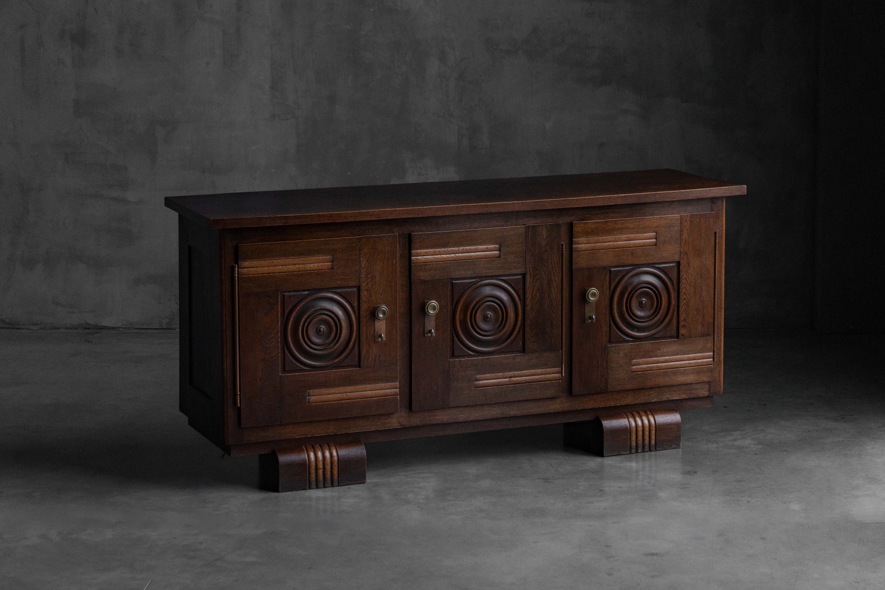 Art Deco sideboard by Charles Dudouyt solid oak France 1940s
