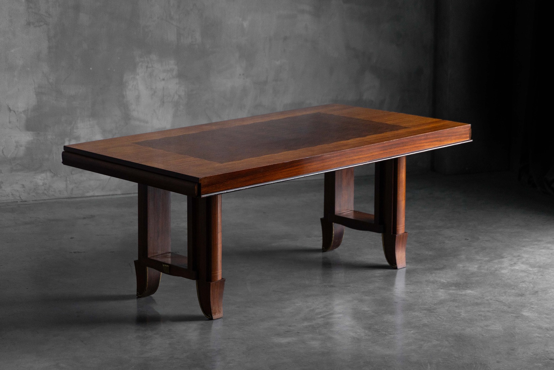 Art Deco dining table walnut parquetry France 1930s