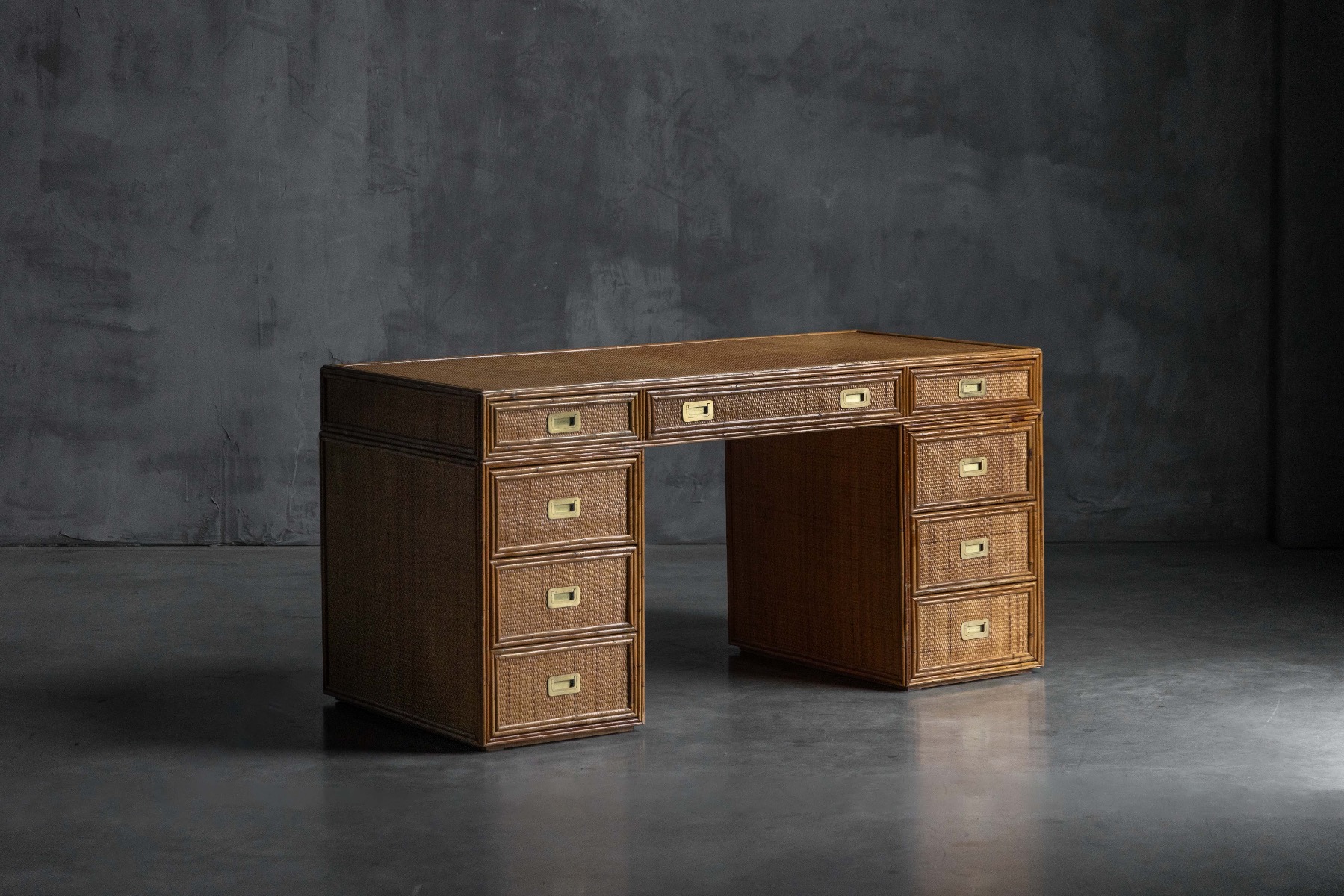 Bamboo desk produced by Vivai del Sud, Italy 1970s