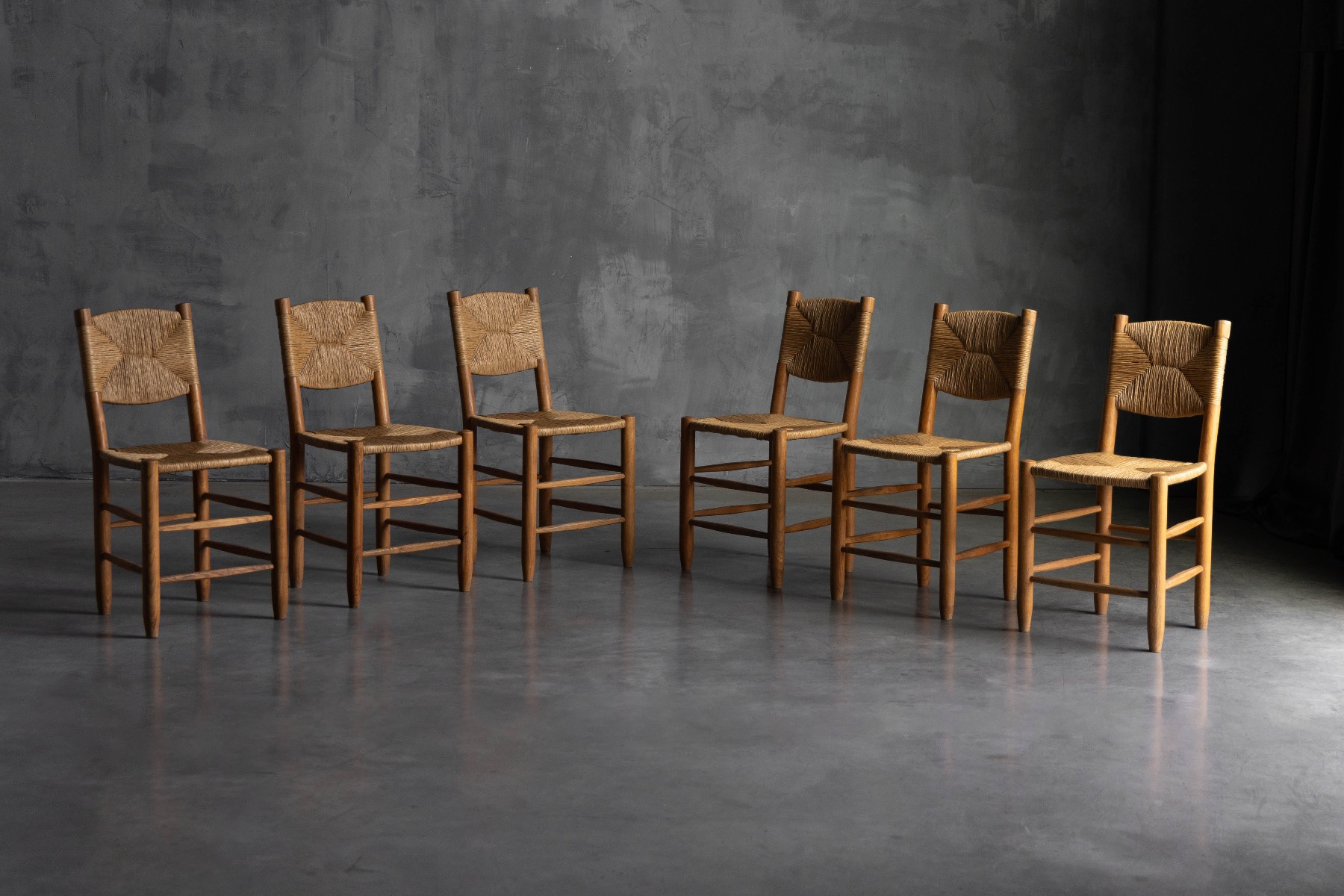 Bauche dining chairs designed by Charlotte Perriand for Steph Simon, 1950s