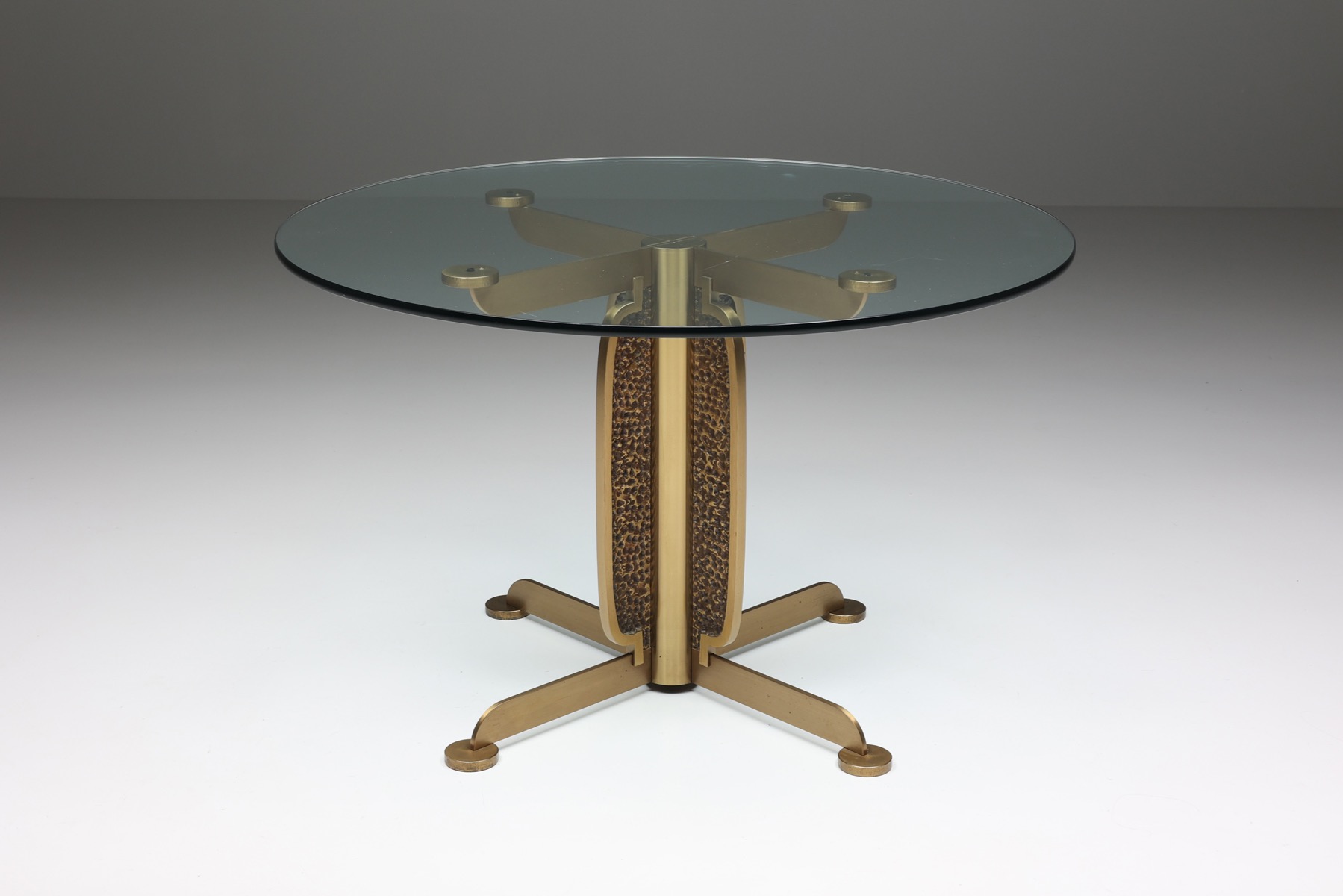 Brass cast dining table by Luciano Frigerio from the 1970s