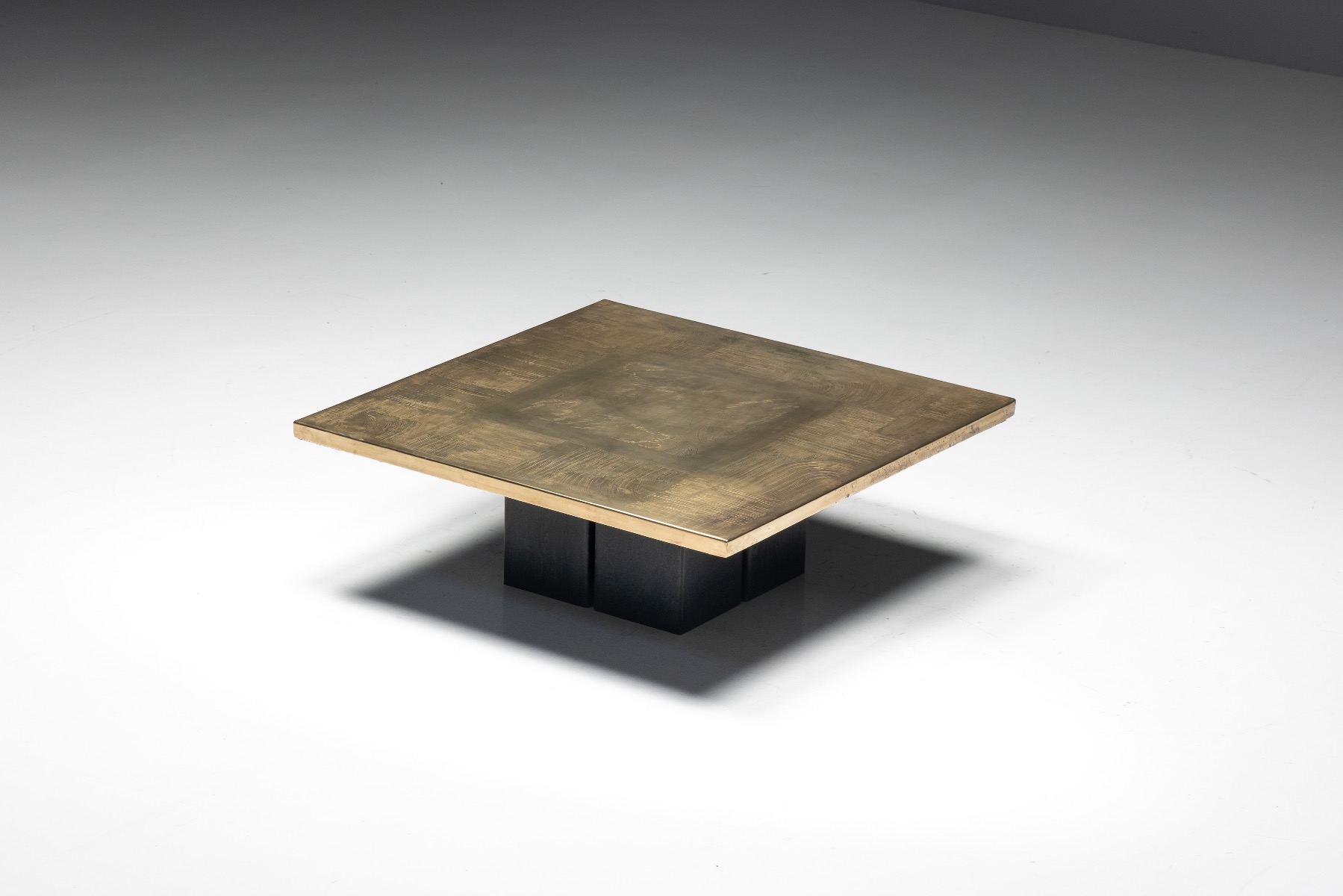 Brass etched coffee table by Christian Heckscher from the 1970s