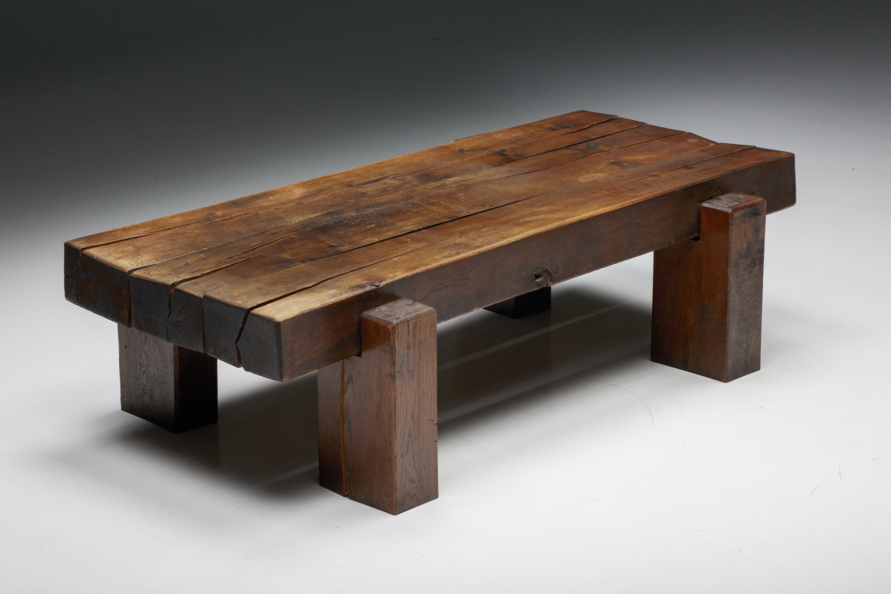 Brutalist artisan coffee table from France from the 1940s
