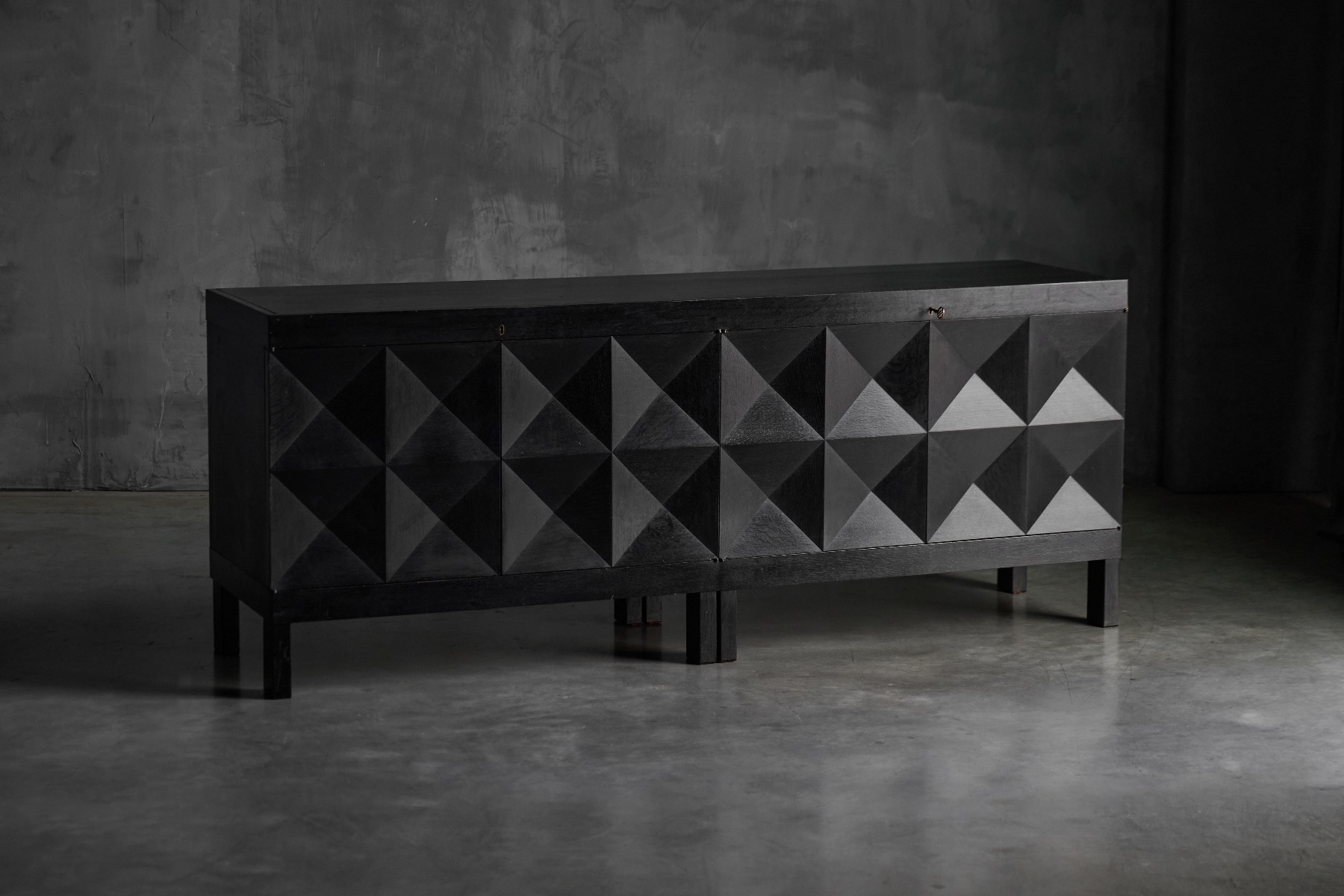Brutalist De Coene sideboard in stained oak from the 1970s