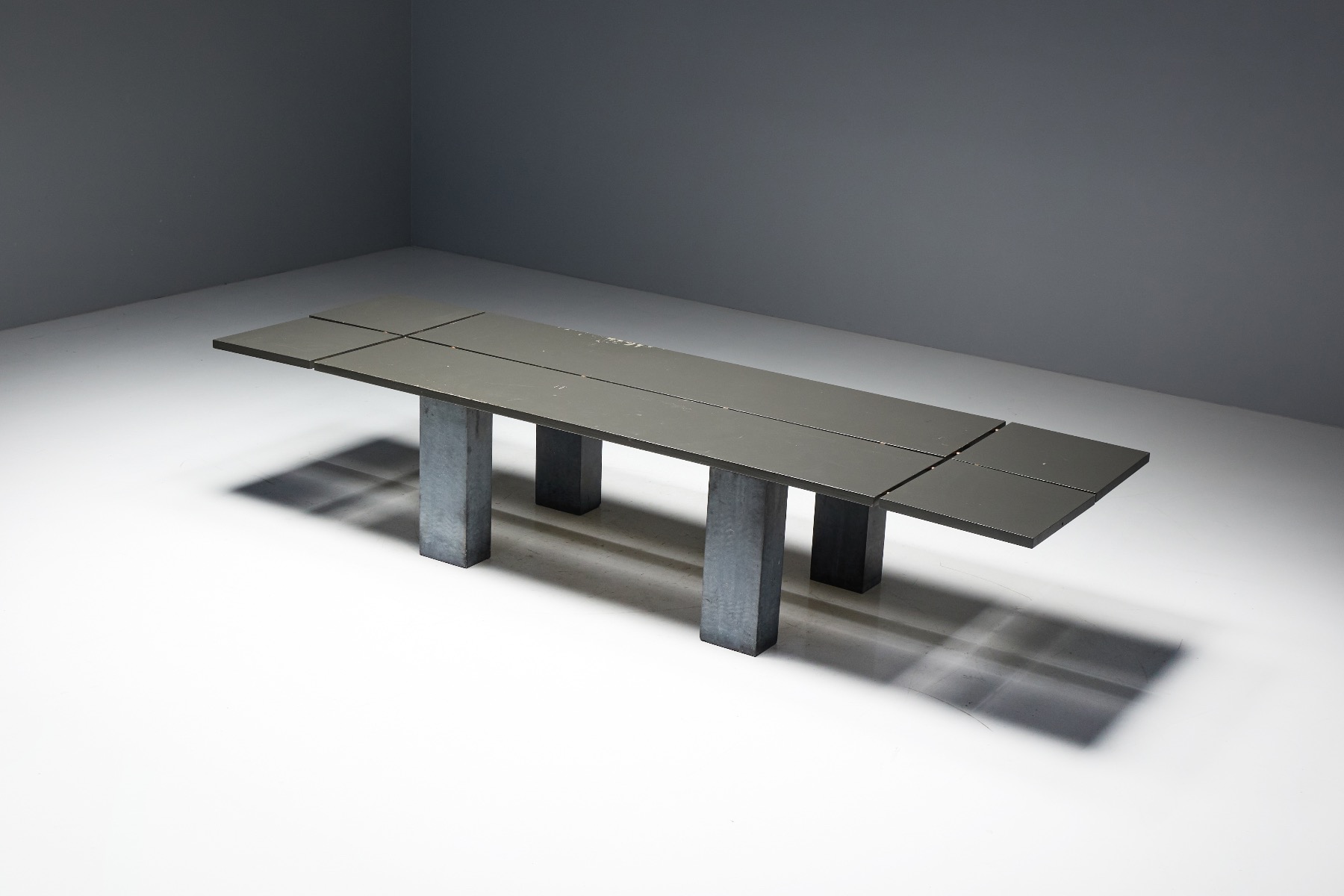 Brutalist dining table with stone base 1970s