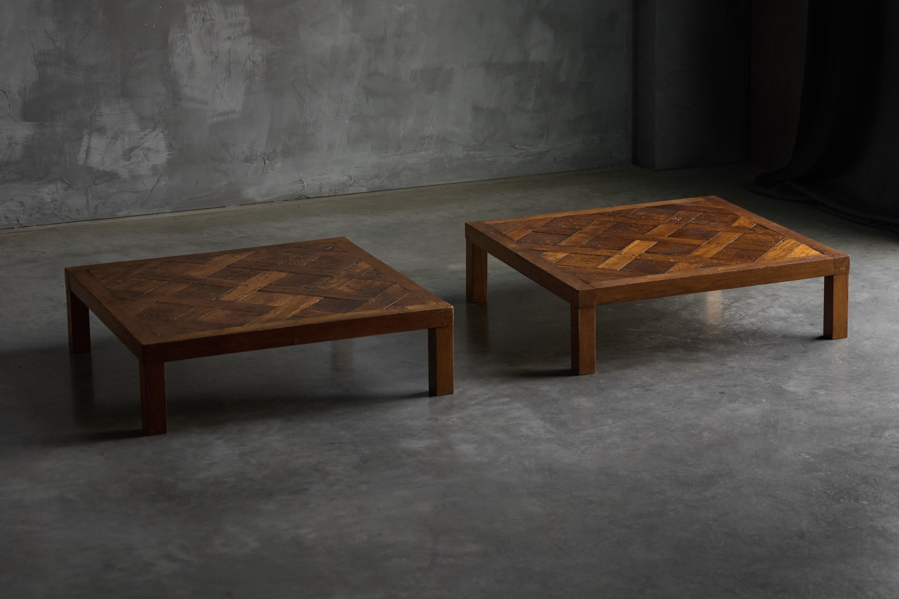 Brutalist parquet coffee table from the 1970s