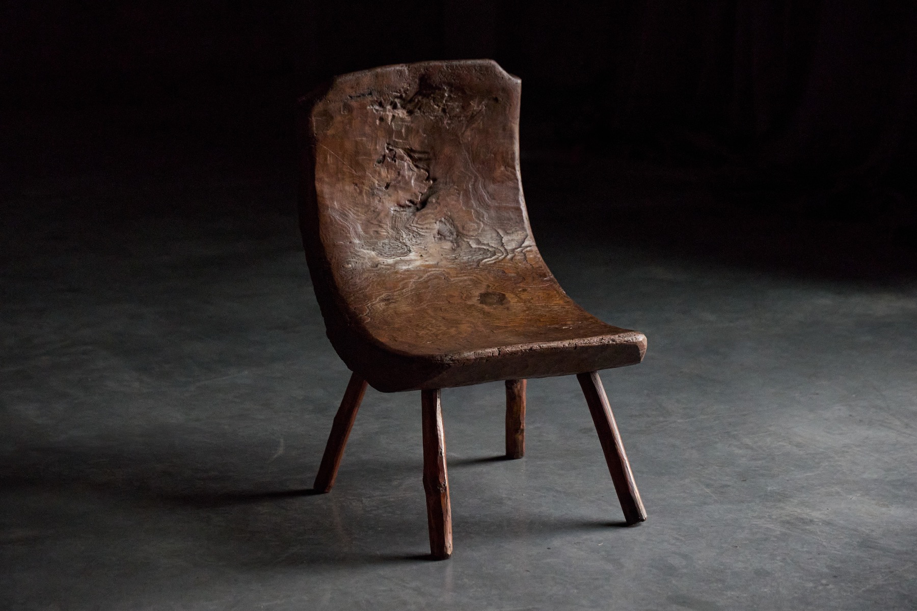 Brutalist Pyrenean monoxyle stool from the 1950s