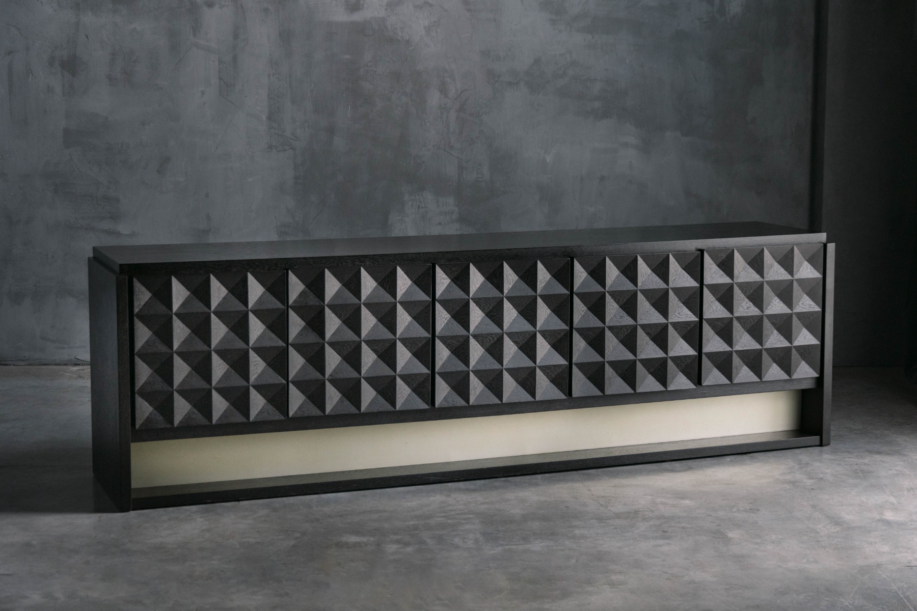 Brutalist sideboard by De Coene in stained oak 1970s