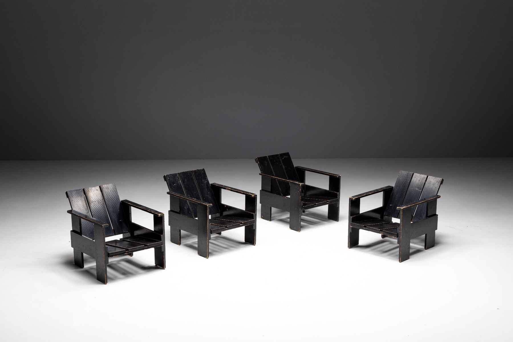 Crate chairs by Gerrit Rietveld from the 1940s