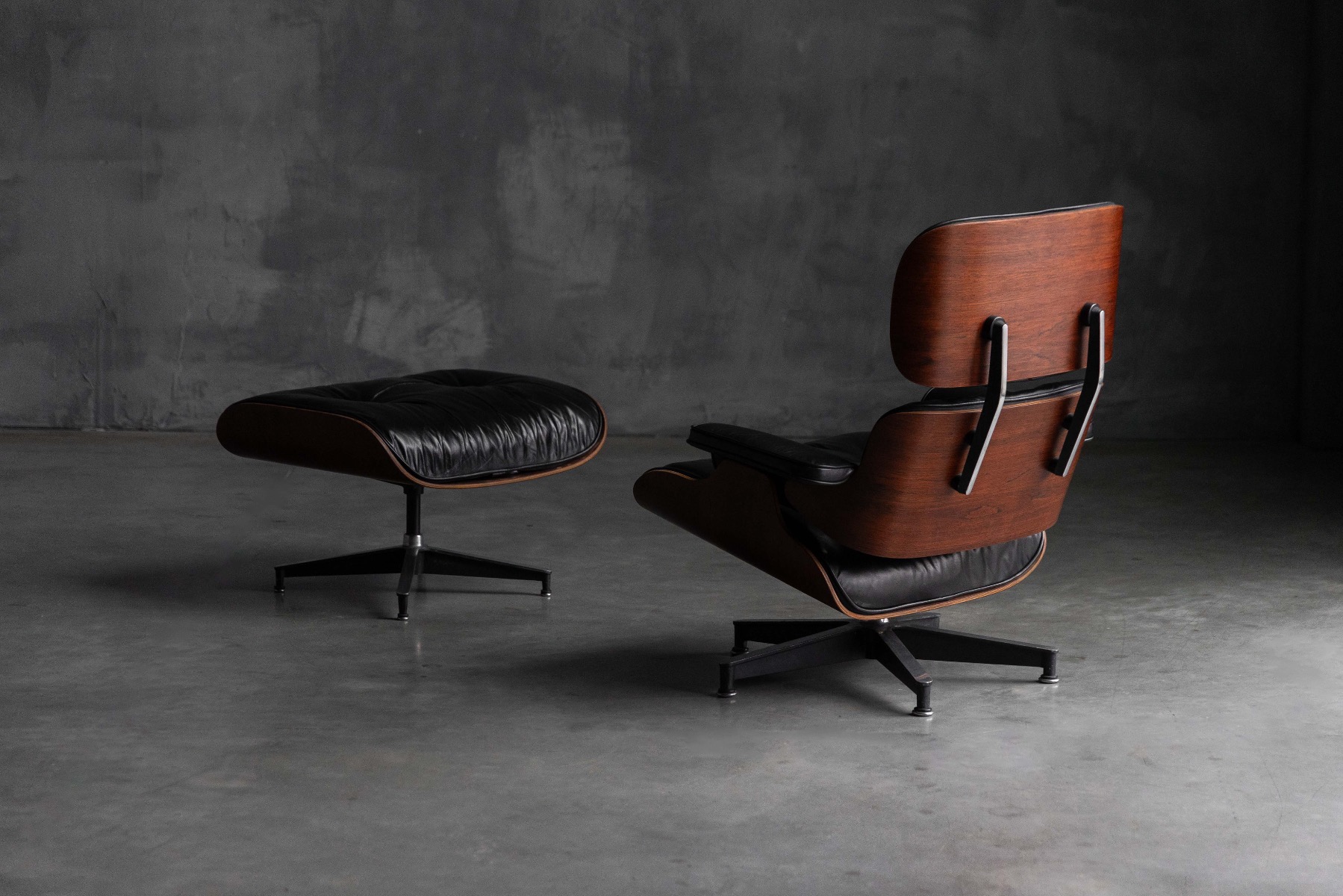 First generation Eames Lounge Chair and Ottoman produced by Herman Miller in 1957