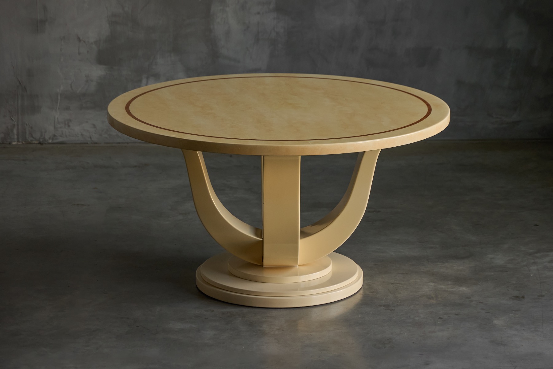 Faux marble lacquered table designed by Jean Claude Mahey, 1970