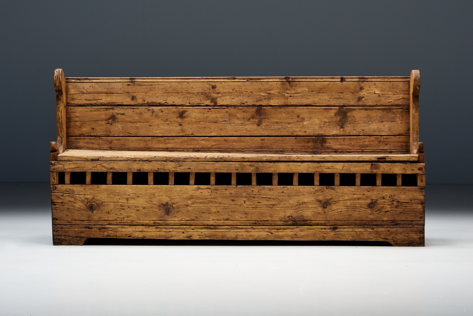 Folk art bench from Haute Savoie from the nineteenth century