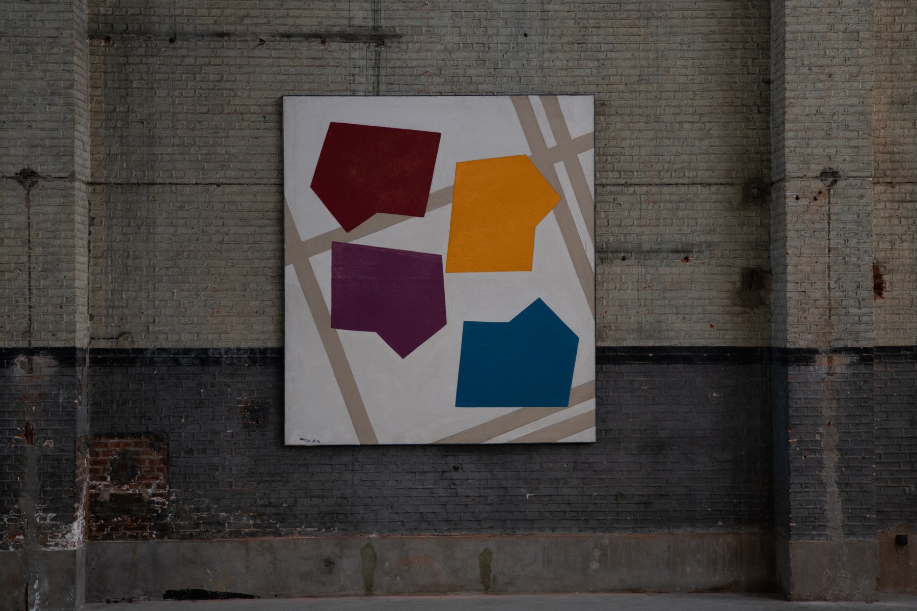 French contemporary abstract painting by Rene Roche on canvas