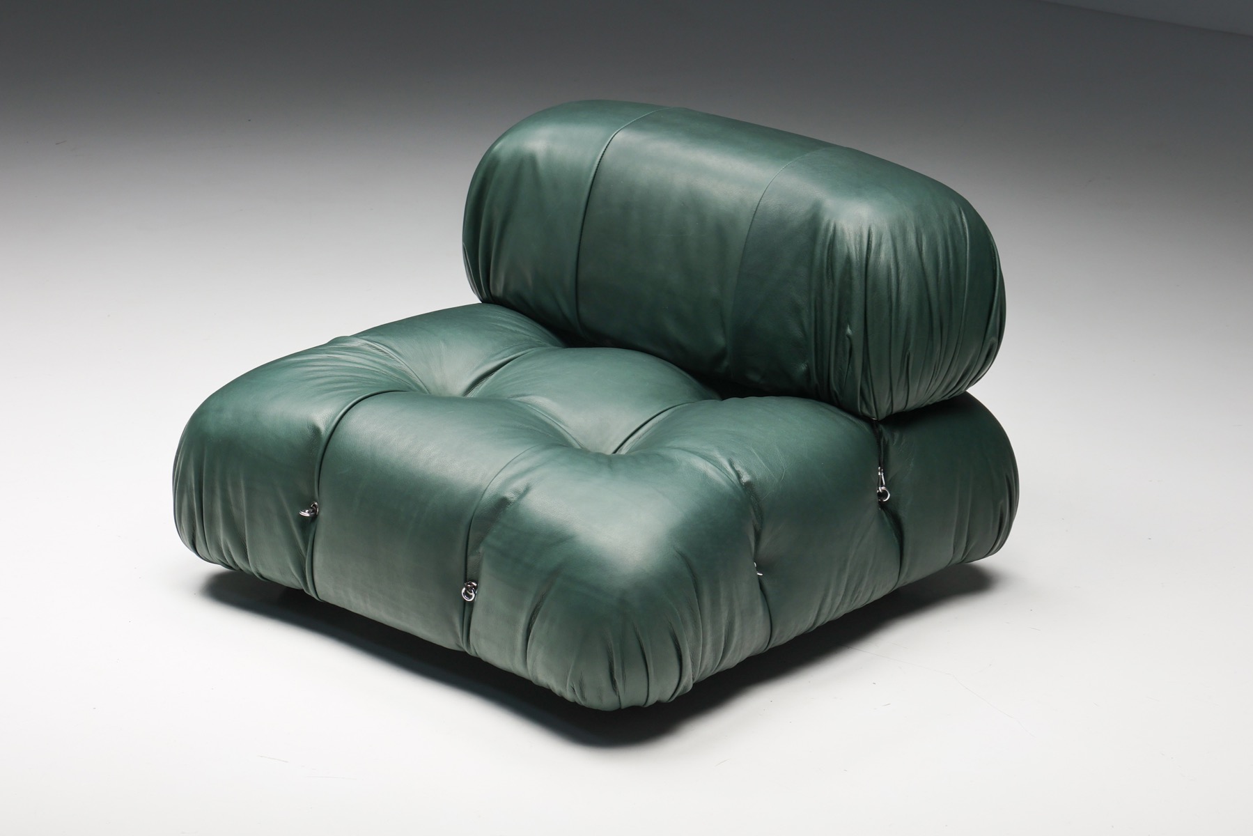 Green leather Camaleonda by Mario Bellini from the 1970s