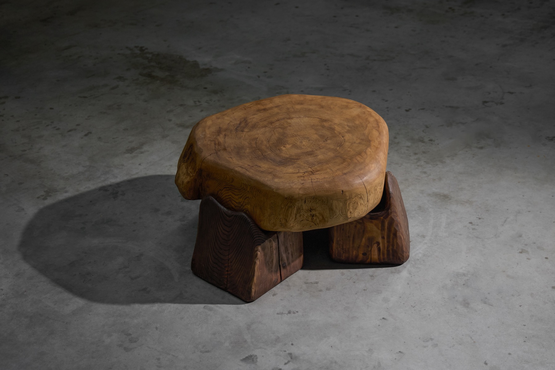 Hand carved brutalist coffee table from 2025