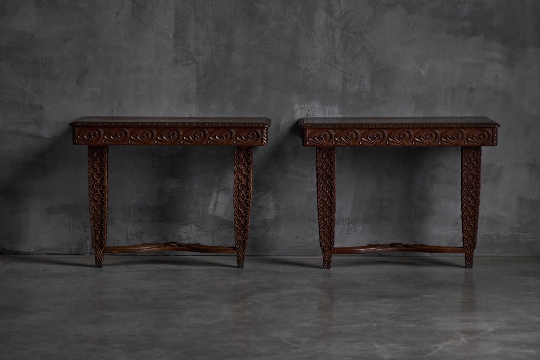 Hand carved ornate wooden console table from the late 19th century