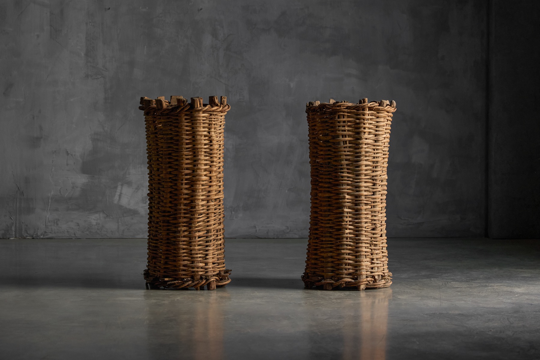 Handwoven rural basket from the 19th century