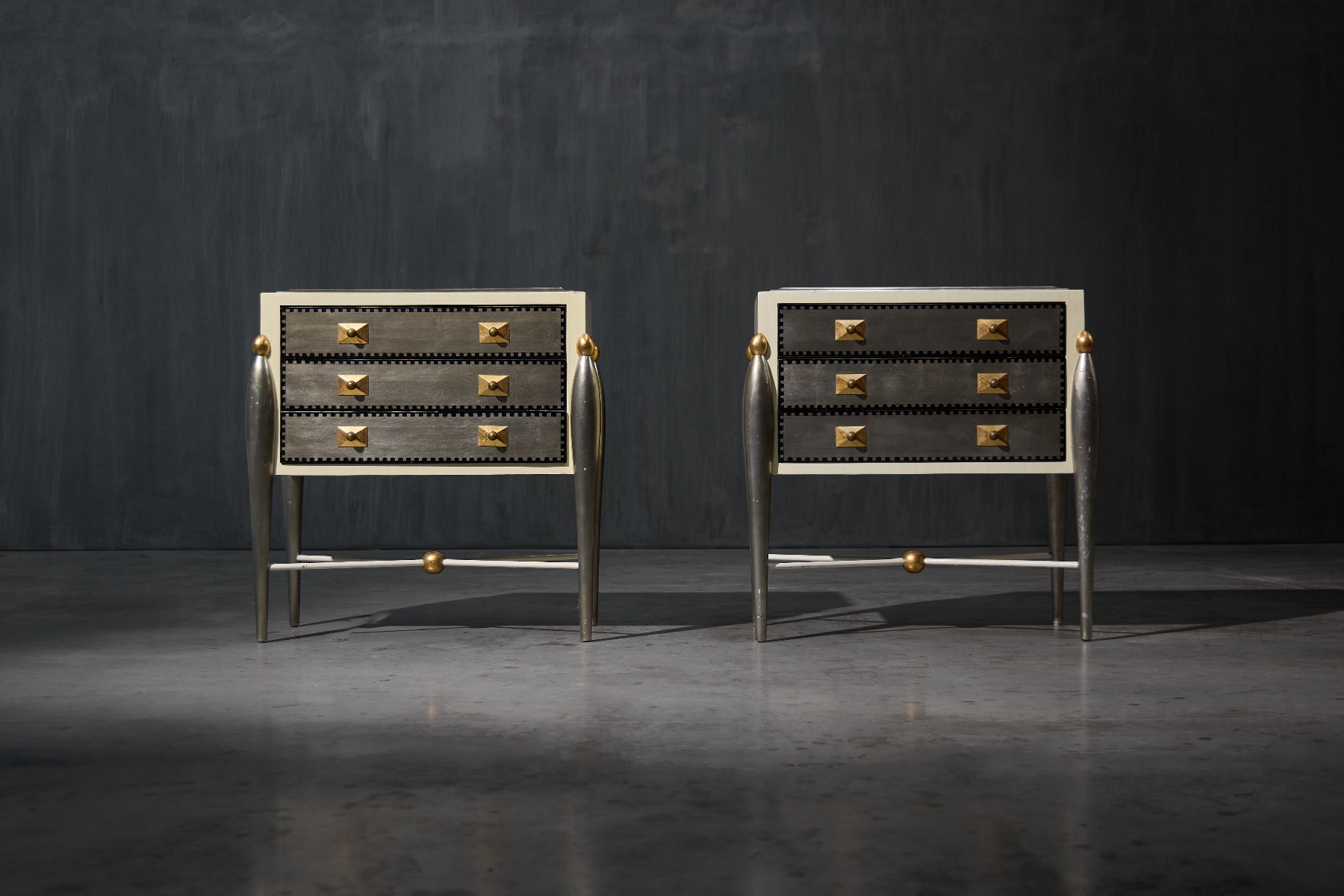 Hollywood Regency glam drawer cabinets from the 1970s