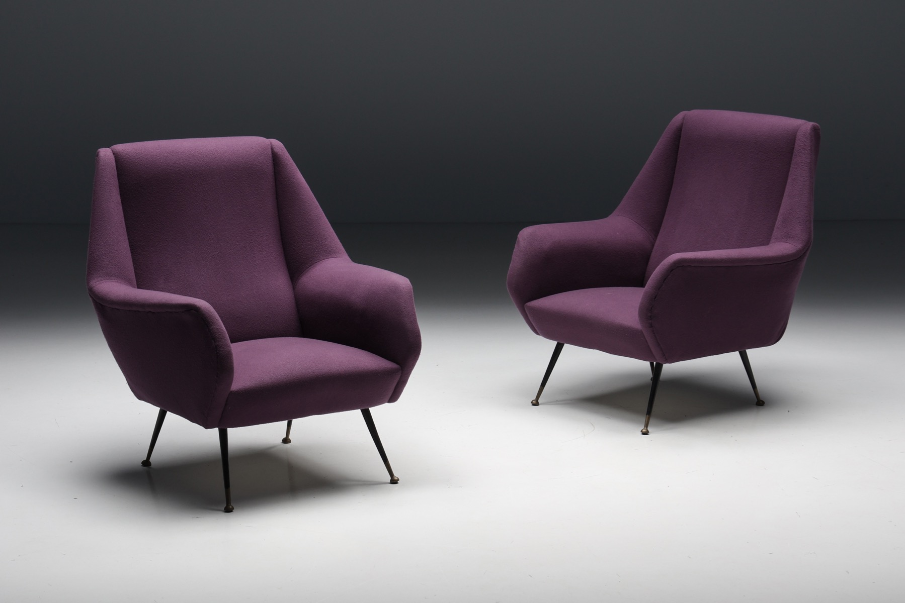 Ico Parisi easy chairs with purple upholstery from the 1950s