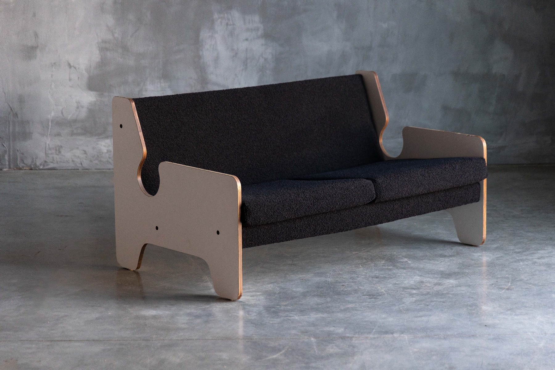 Italian post modern black and white two seater sofa from the 1970s