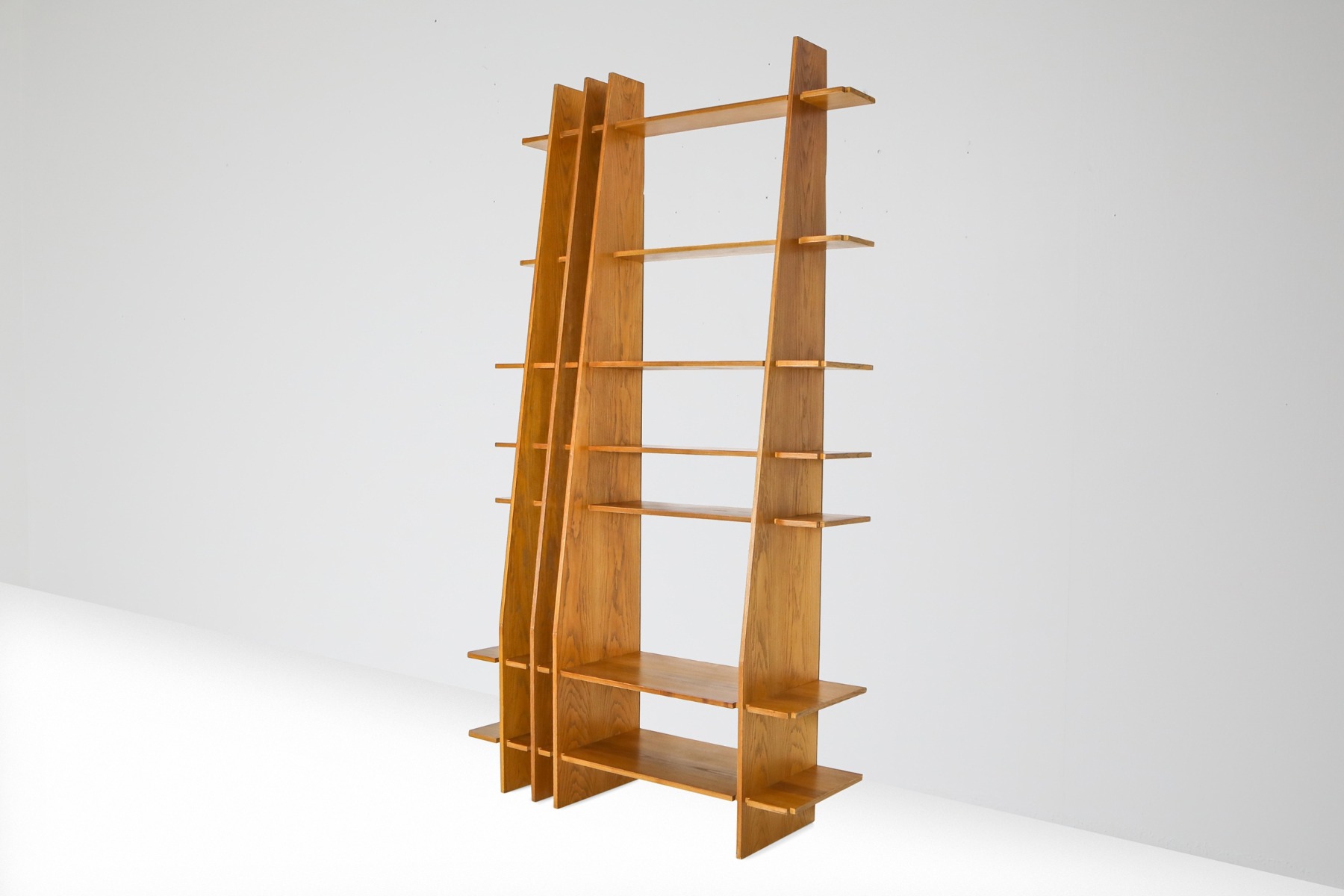 Italian walnut shelving unit bespoke piece from the 1980s