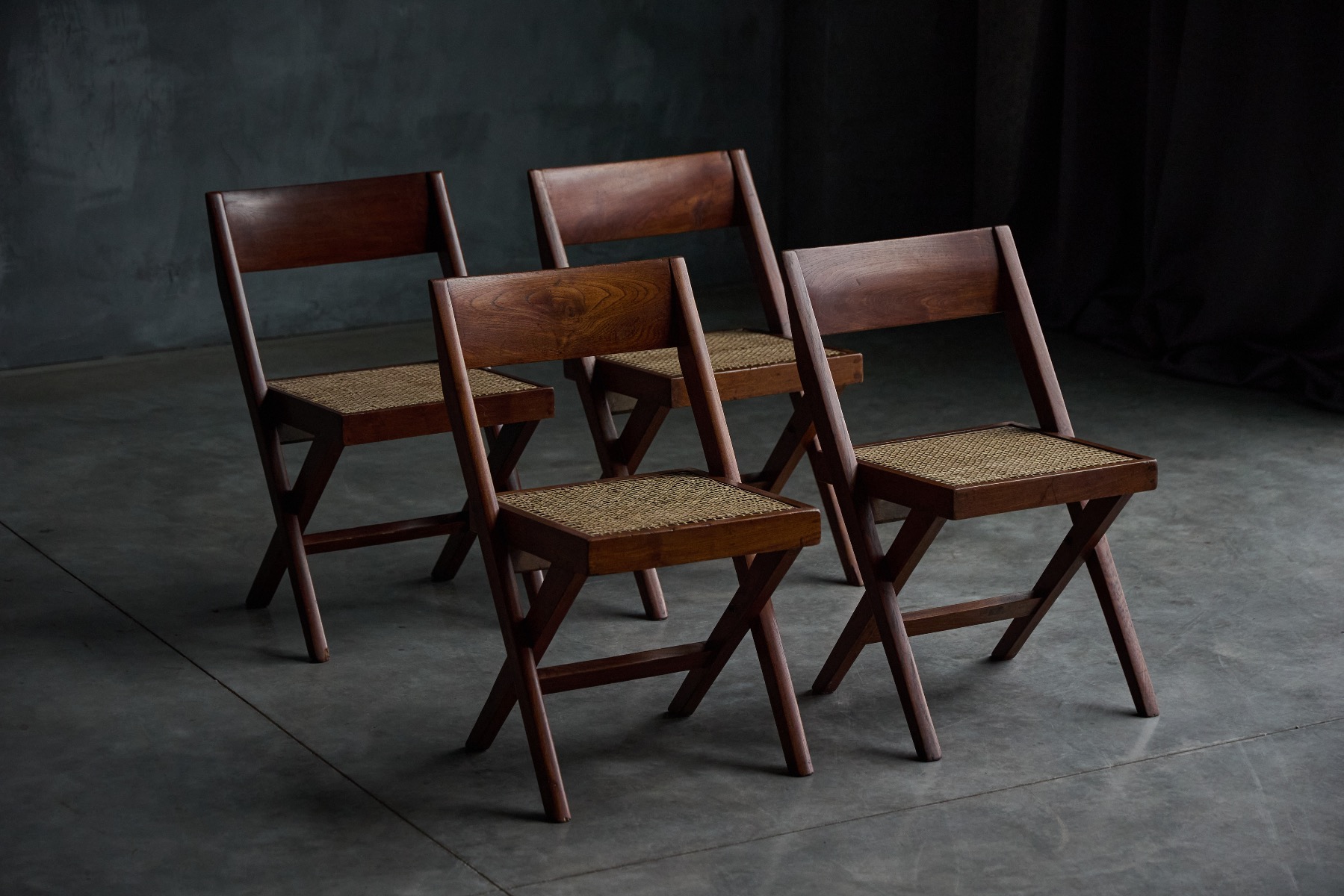 Library chairs designed by Pierre Jeanneret from the 1950s