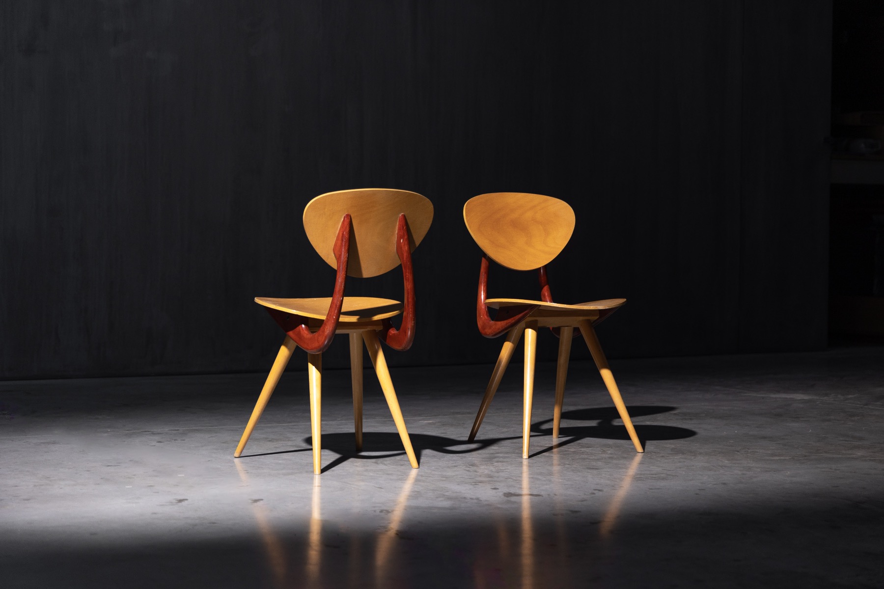 Mid century sculptural chairs designed by Stella in the 1950s