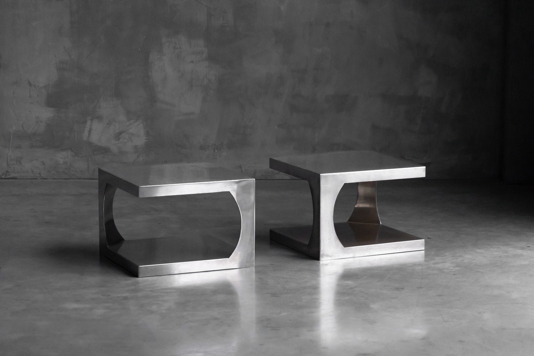 Modernist aluminum side table from the 1970s
