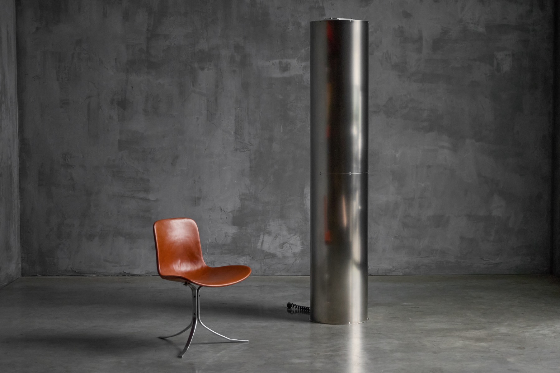 Monumental stainless steel uplighter produced by Targetti, 1970s