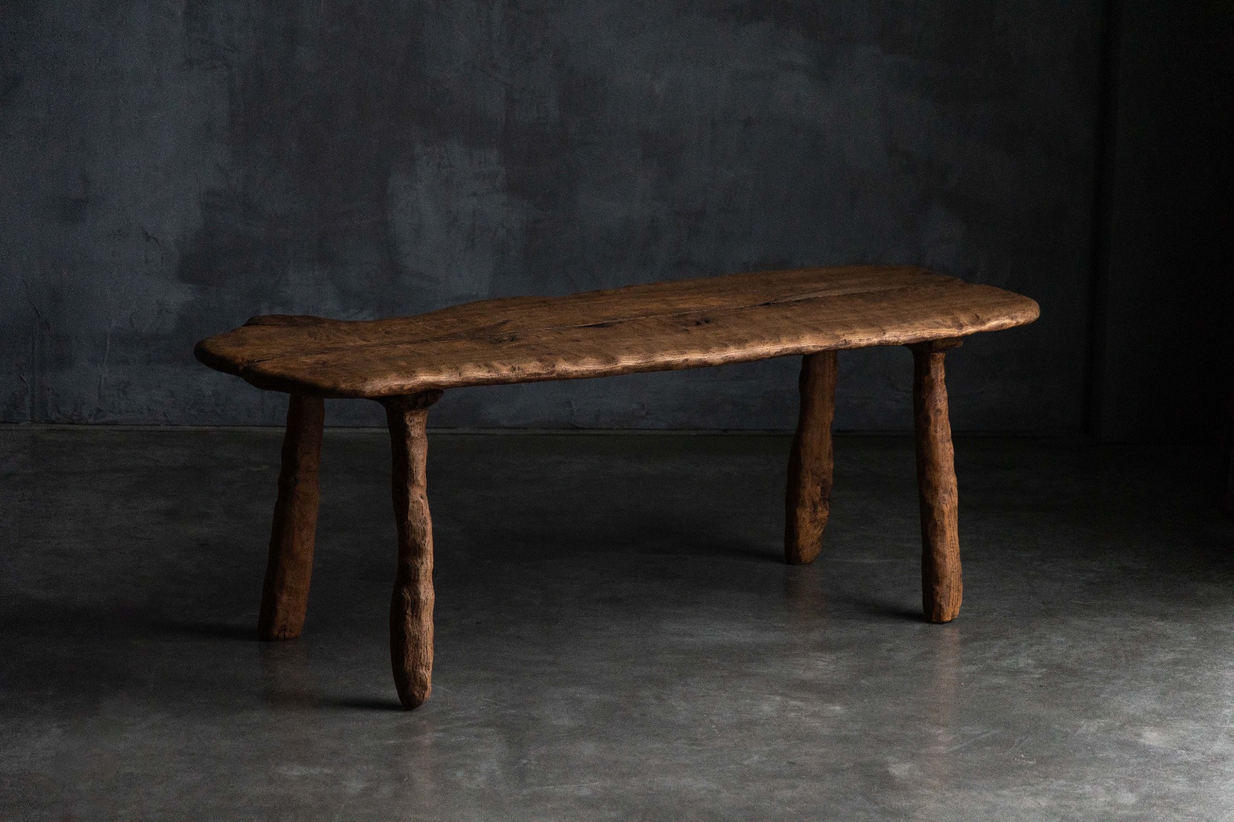 Organic wabi sabi table from the 1970s in solid wood